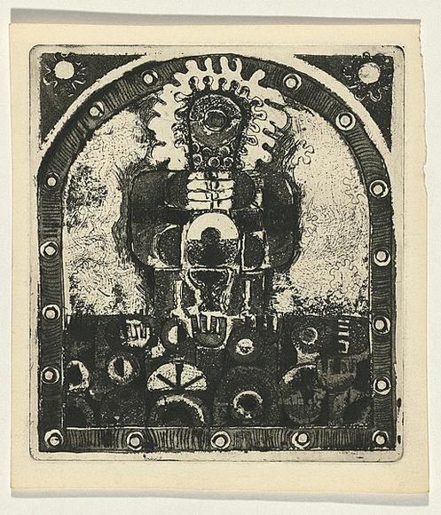 Title: b'Panel for the seven days of creation 5' | Date: c.1965 | Technique: b'etching and aquatint, printed in black ink, from one plate' Title: b'Panel for the seven days of creation 5' | Date: c.1965 | Technique: b'etching and aquatint, printed in black ink, from one plate'