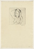 Title: not titled [upper half of naked woman with hands behind her head] | Date: 1962, June | Technique: drypoint, printed in black ink, from one plate