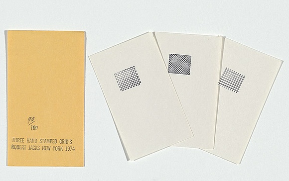 Artist: b'JACKS, Robert' | Title: b'Three hand stamped grids New York 1974.' | Date: 1974 | Technique: b'rubber stamp print' Artist: b'JACKS, Robert' | Title: b'Three hand stamped grids New York 1974.' | Date: 1974 | Technique: b'rubber stamp print'