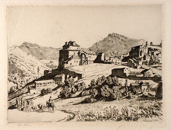 Artist: b'LINDSAY, Lionel' | Title: b'Old Antequera, Andalucia, Spain' | Date: 1929 | Technique: b'drypoint, printed in brown ink with plate-tone, from one plate' | Copyright: b'Courtesy of the National Library of Australia' Artist: b'LINDSAY, Lionel' | Title: b'Old Antequera, Andalucia, Spain' | Date: 1929 | Technique: b'drypoint, printed in brown ink with plate-tone, from one plate' | Copyright: b'Courtesy of the National Library of Australia'