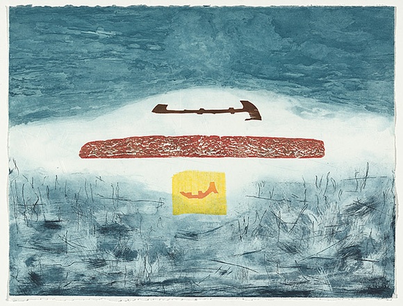 Artist: b'Woodford, Amanda.' | Title: b'Paling in time' | Date: 1994 | Technique: b'etching and collagraph, printed in colour, from multiple plates' Artist: b'Woodford, Amanda.' | Title: b'Paling in time' | Date: 1994 | Technique: b'etching and collagraph, printed in colour, from multiple plates'