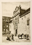 Artist: b'LINDSAY, Lionel' | Title: b'Santa Cruz, Toledo' | Date: 1936 | Technique: b'etching, printed in brown ink with plate-tone, from one plate' | Copyright: b'Courtesy of the National Library of Australia'