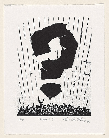 Artist: b'King, Grahame.' | Title: b'2000 + ?' | Date: 1999 | Technique: b'lithograph, printed in black ink, from one stone'