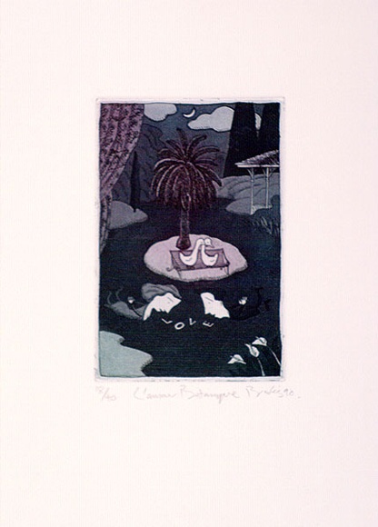 Artist: b'Brooks, Ron.' | Title: bL'amour botanique. | Date: 1990 | Technique: b'etching and aquatint, printed in colour with plate-tone, from one plate' Artist: b'Brooks, Ron.' | Title: bL'amour botanique. | Date: 1990 | Technique: b'etching and aquatint, printed in colour with plate-tone, from one plate'