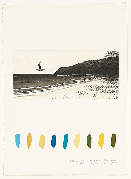 Artist: b'Rose, David.' | Title: b'Bateau Bay with Bateau Bay colours' | Date: 1979 | Technique: b'screenprint and etching' Artist: b'Rose, David.' | Title: b'Bateau Bay with Bateau Bay colours' | Date: 1979 | Technique: b'screenprint and etching'