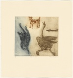 Artist: Robinson, William. | Title: Dogs and geese | Date: 1990 | Technique: sugar lift etching, printed in colour