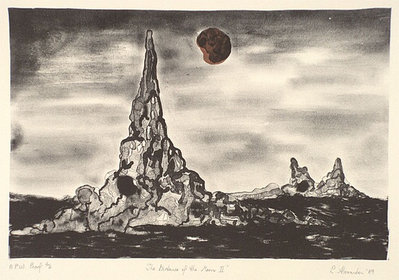 Artist: b'Alexander, Leanne.' | Title: b'The distance from the moon II' | Date: 1989 | Technique: b'lithograph, printed in black ink, from one stone' Artist: b'Alexander, Leanne.' | Title: b'The distance from the moon II' | Date: 1989 | Technique: b'lithograph, printed in black ink, from one stone'