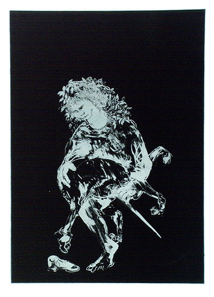 Artist: b'BOYD, Arthur' | Title: bThe Unicorn's Love Dance. | Date: 1973-74 | Technique: b'etching and aquatint, printed in colour (blue)' | Copyright: b'Reproduced with permission of Bundanon Trust' Artist: b'BOYD, Arthur' | Title: bThe Unicorn's Love Dance. | Date: 1973-74 | Technique: b'etching and aquatint, printed in colour (blue)' | Copyright: b'Reproduced with permission of Bundanon Trust'