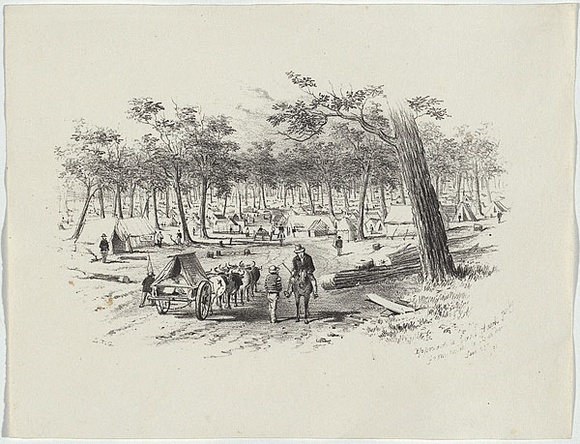 Artist: b'GILL, S.T.' | Title: b'Approach to Eagle-Hawk Gully from road to Bendigo.' | Date: 1852 | Technique: b'lithograph, printed in black ink, from one stone' Artist: b'GILL, S.T.' | Title: b'Approach to Eagle-Hawk Gully from road to Bendigo.' | Date: 1852 | Technique: b'lithograph, printed in black ink, from one stone'