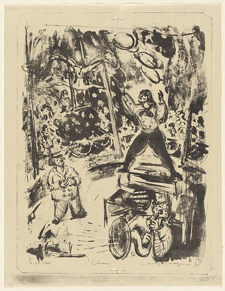 Artist: b'MACQUEEN, Mary' | Title: b'Circus' | Date: 1961 | Technique: b'lithograph, printed in black ink, from one plate' | Copyright: b'Courtesy Paulette Calhoun, for the estate of Mary Macqueen' Artist: b'MACQUEEN, Mary' | Title: b'Circus' | Date: 1961 | Technique: b'lithograph, printed in black ink, from one plate' | Copyright: b'Courtesy Paulette Calhoun, for the estate of Mary Macqueen'