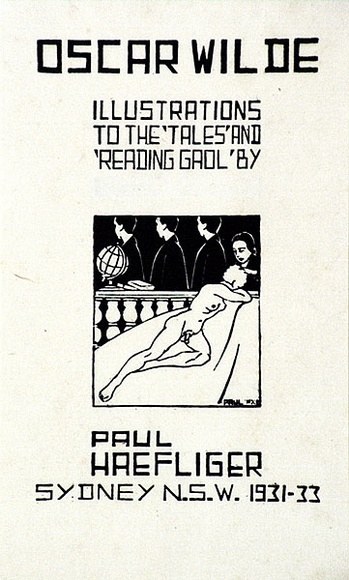 Artist: b'Haefliger, Paul.' | Title: bOscar Wilde, illustrations to the 'Tales' and 'Reading Goal' by Paul Haefliger. Sydney N.S.W. 1931-33. | Date: 1931-33 | Technique: b'linocut, printed in black ink, from one block' Artist: b'Haefliger, Paul.' | Title: bOscar Wilde, illustrations to the 'Tales' and 'Reading Goal' by Paul Haefliger. Sydney N.S.W. 1931-33. | Date: 1931-33 | Technique: b'linocut, printed in black ink, from one block'