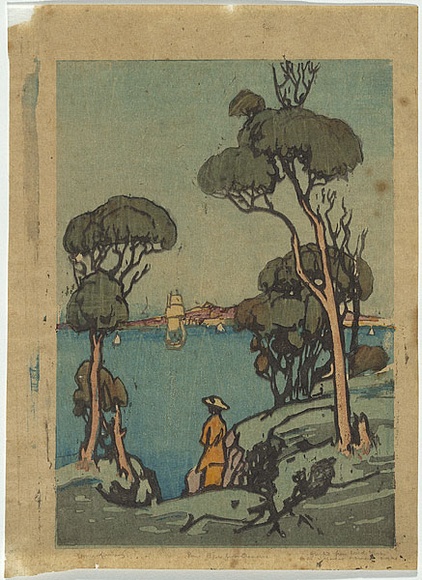 Artist: b'LINDSAY, Lionel' | Title: b'Point Piper from Cremorne.' | Date: c.1917 | Technique: b'woodcut, printed in colour in the Japanese manner, from multiple blocks' | Copyright: b'Courtesy of the National Library of Australia' Artist: b'LINDSAY, Lionel' | Title: b'Point Piper from Cremorne.' | Date: c.1917 | Technique: b'woodcut, printed in colour in the Japanese manner, from multiple blocks' | Copyright: b'Courtesy of the National Library of Australia'