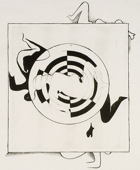 Artist: b'SELLBACH, Udo' | Title: b'(Figure and target)' | Date: 1960s | Technique: b'etching and aquatint printed in black ink, from one plate' Artist: b'SELLBACH, Udo' | Title: b'(Figure and target)' | Date: 1960s | Technique: b'etching and aquatint printed in black ink, from one plate'