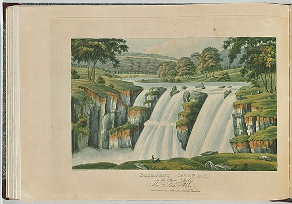 Artist: b'Lycett, Joseph.' | Title: b'Bathurst Cataract, on the River Apsley, New South Wales.' | Date: 1824 | Technique: b'etching and aquatint, printed in black ink, from one copper plate; hand-coloured' Artist: b'Lycett, Joseph.' | Title: b'Bathurst Cataract, on the River Apsley, New South Wales.' | Date: 1824 | Technique: b'etching and aquatint, printed in black ink, from one copper plate; hand-coloured'