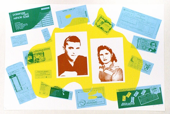 Artist: b'Penso, Gianna' | Title: b'The return' | Date: 1986 | Technique: b'screenprint, printed in colour, from multiple stencils' Artist: b'Penso, Gianna' | Title: b'The return' | Date: 1986 | Technique: b'screenprint, printed in colour, from multiple stencils'