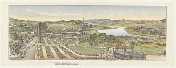 Artist: b'Freedman, Harold.' | Title: b'Canberra - looking south-east.' | Date: 1965 | Technique: b'lithograph' Artist: b'Freedman, Harold.' | Title: b'Canberra - looking south-east.' | Date: 1965 | Technique: b'lithograph'