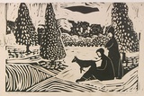 Artist: ROSENGRAVE, Harry | Title: The mill stream | Date: 1957 | Technique: linocut, printed in black ink, from one block