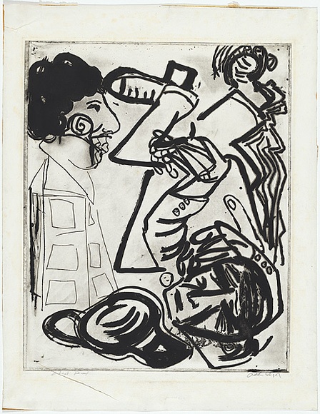 Artist: b'BOYD, Arthur' | Title: b'Potter fallen beside sculptured head.' | Date: (1968-69) | Technique: b'etching and aquatint, printed in black ink, from one plate' | Copyright: b'Reproduced with permission of Bundanon Trust' Artist: b'BOYD, Arthur' | Title: b'Potter fallen beside sculptured head.' | Date: (1968-69) | Technique: b'etching and aquatint, printed in black ink, from one plate' | Copyright: b'Reproduced with permission of Bundanon Trust'