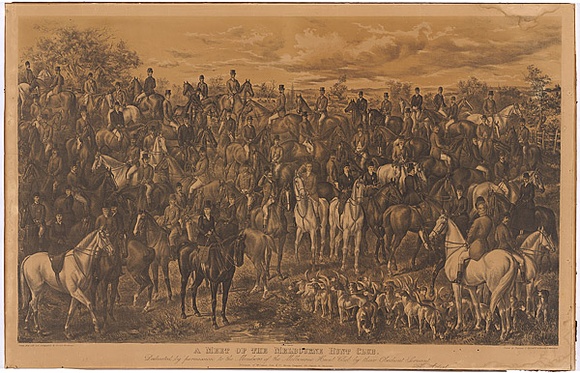 Title: b'A Meet of the Melbourne Hunt Club' | Date: 1896 | Technique: b'lithograph, printed in colour, from two stones (black image and tint stone)' Title: b'A Meet of the Melbourne Hunt Club' | Date: 1896 | Technique: b'lithograph, printed in colour, from two stones (black image and tint stone)'