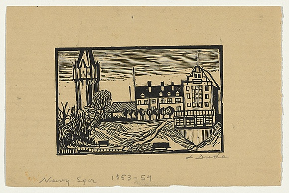 Artist: b'Groblicka, Lidia.' | Title: b'Nowy Sacz' | Date: 1953-54 | Technique: b'woodcut, printed in black ink, from one block' Artist: b'Groblicka, Lidia.' | Title: b'Nowy Sacz' | Date: 1953-54 | Technique: b'woodcut, printed in black ink, from one block'