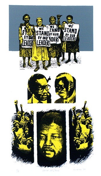 Artist: b'Biro, Kivu.' | Title: b'United we stand.' | Date: 1986 | Technique: b'screenprint, printed in colour, from multiple stencils' Artist: b'Biro, Kivu.' | Title: b'United we stand.' | Date: 1986 | Technique: b'screenprint, printed in colour, from multiple stencils'