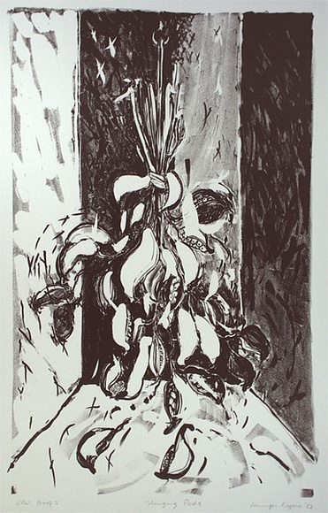 Artist: b'ROGERS, Jennifer' | Title: b'Hanging pods' | Date: 1982 | Technique: b'lithograph, printed in black ink, from one stone' Artist: b'ROGERS, Jennifer' | Title: b'Hanging pods' | Date: 1982 | Technique: b'lithograph, printed in black ink, from one stone'