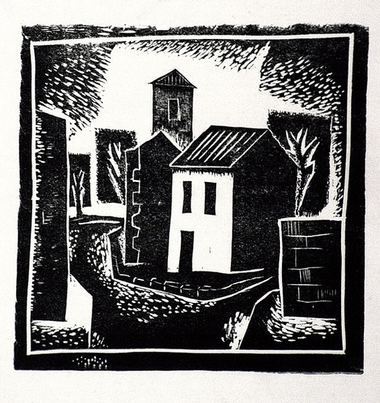Artist: b'Clifton, Nancy.' | Title: b'The village.' | Date: c.1958 | Technique: b'linocut, printed in black ink, from one block' Artist: b'Clifton, Nancy.' | Title: b'The village.' | Date: c.1958 | Technique: b'linocut, printed in black ink, from one block'