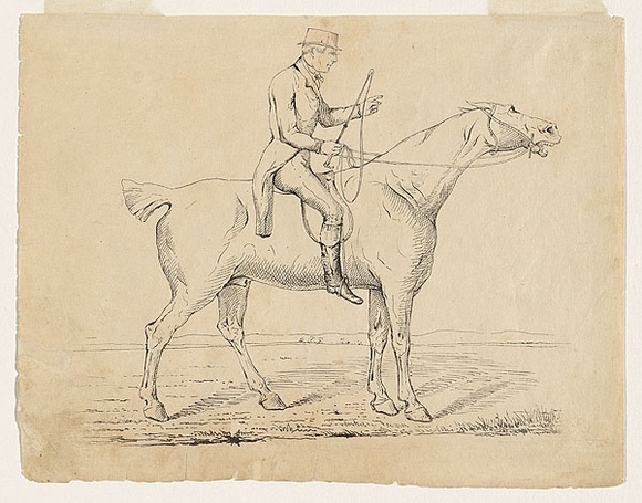 Artist: b'Nicholas, William.' | Title: b'The sportsman (John Rose Holden).' | Date: 1847 | Technique: b'pen-lithograph, printed in black ink, from one zinc plate' Artist: b'Nicholas, William.' | Title: b'The sportsman (John Rose Holden).' | Date: 1847 | Technique: b'pen-lithograph, printed in black ink, from one zinc plate'