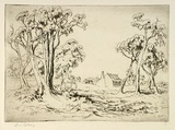 Artist: LINDSAY, Lionel | Title: The return | Date: c.1950 | Technique: etching, printed in black ink, from one plate | Copyright: Courtesy of the National Library of Australia