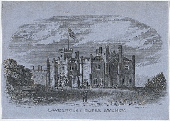 Artist: b'Ashton, Charles.' | Title: b'Government House, Sydney.' | Date: (1850) | Technique: b'line-engraving, printed in black ink, from one copper plate' Artist: b'Ashton, Charles.' | Title: b'Government House, Sydney.' | Date: (1850) | Technique: b'line-engraving, printed in black ink, from one copper plate'