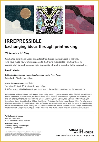 Title: Irrepressible: Exchanging ideas through printmaking.