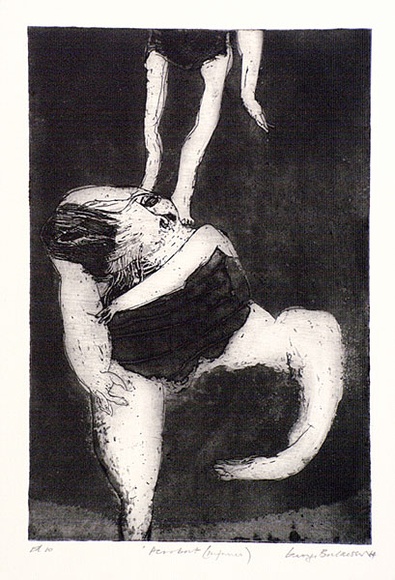 Artist: b'BALDESSIN, George' | Title: b'Acrobat (performer).' | Date: 1964 | Technique: b'etching and aquatint, printed in black ink, from one plate' Artist: b'BALDESSIN, George' | Title: b'Acrobat (performer).' | Date: 1964 | Technique: b'etching and aquatint, printed in black ink, from one plate'