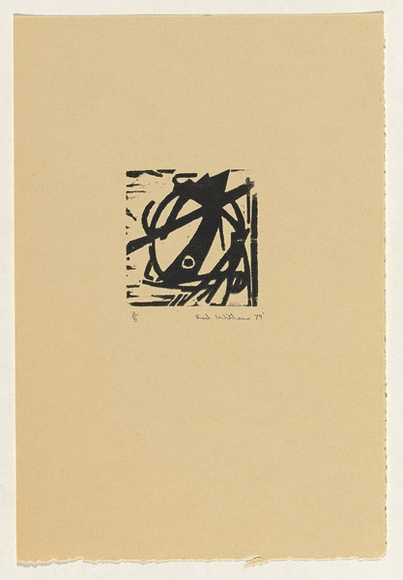Artist: b'Withers, Rod.' | Title: b'Woodcut: from the set' | Date: 1979 | Technique: b'woodcut, printed in black ink, from one block' Artist: b'Withers, Rod.' | Title: b'Woodcut: from the set' | Date: 1979 | Technique: b'woodcut, printed in black ink, from one block'