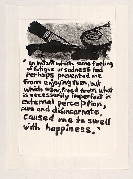 Artist: b'Heyes, Ken.' | Title: b'an instant which some feeling of fatique or sadness had perhaps prevented me from enjoying then, but which now, freed from what is necessarily imperfect in external perception, pure and disincarnate, caused me ...' | Date: 1984 | Technique: b'photocopy' Artist: b'Heyes, Ken.' | Title: b'an instant which some feeling of fatique or sadness had perhaps prevented me from enjoying then, but which now, freed from what is necessarily imperfect in external perception, pure and disincarnate, caused me ...' | Date: 1984 | Technique: b'photocopy'