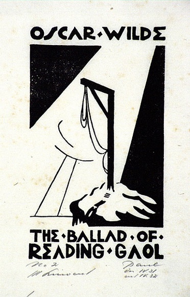 Artist: b'Haefliger, Paul.' | Title: b'Illustration for Oscar Wilde, Ballad of Reading Goal' | Date: 1931-32 | Technique: b'linocut, printed in black ink, from one block' Artist: b'Haefliger, Paul.' | Title: b'Illustration for Oscar Wilde, Ballad of Reading Goal' | Date: 1931-32 | Technique: b'linocut, printed in black ink, from one block'