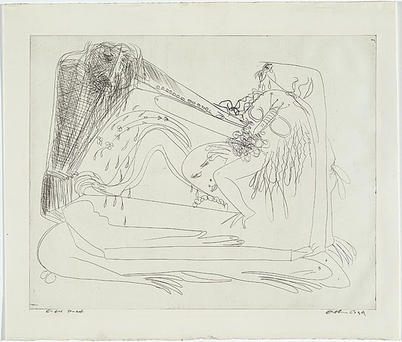Artist: b'BOYD, Arthur' | Title: b'Pointing figure with weeping heads.' | Date: (1968-69) | Technique: b'etching, printed in black ink, from one plate' | Copyright: b'Reproduced with permission of Bundanon Trust' Artist: b'BOYD, Arthur' | Title: b'Pointing figure with weeping heads.' | Date: (1968-69) | Technique: b'etching, printed in black ink, from one plate' | Copyright: b'Reproduced with permission of Bundanon Trust'