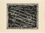 Title: b'Torres Strait today' | Date: c.1993 | Technique: b'linocut, printed in black ink, from one block'
