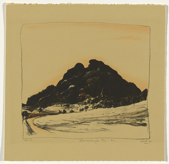 Artist: b'Trenfield, Wells.' | Title: b'Warrumbungles too #1' | Date: 1986 | Technique: b'lithograph, printed in colour, from two stones' Artist: b'Trenfield, Wells.' | Title: b'Warrumbungles too #1' | Date: 1986 | Technique: b'lithograph, printed in colour, from two stones'