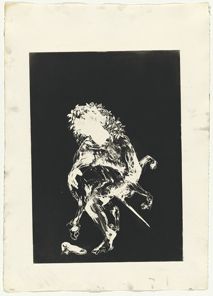 Artist: b'BOYD, Arthur' | Title: bThe Unicorn's Love Dance. | Date: 1973-74 | Technique: b'aquatint, printed in black ink, from one plate' | Copyright: b'Reproduced with permission of Bundanon Trust' Artist: b'BOYD, Arthur' | Title: bThe Unicorn's Love Dance. | Date: 1973-74 | Technique: b'aquatint, printed in black ink, from one plate' | Copyright: b'Reproduced with permission of Bundanon Trust'