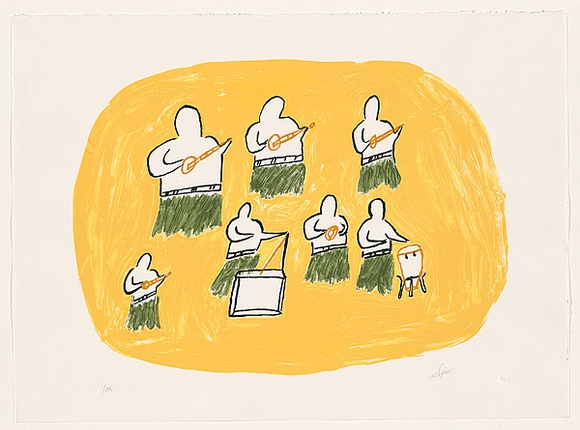 Title: b'String band' | Date: 2009 | Technique: b'screenprint, printed in colour, from four stencils'
