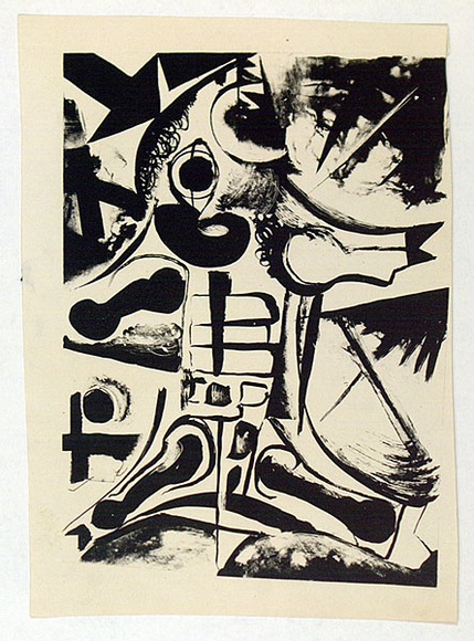 Artist: b'French, Len.' | Title: b'(In the beginning).' | Date: (1955) | Technique: b'lithograph, printed in black ink, from one plate' | Copyright: b'\xc2\xa9 Leonard French. Licensed by VISCOPY, Australia' Artist: b'French, Len.' | Title: b'(In the beginning).' | Date: (1955) | Technique: b'lithograph, printed in black ink, from one plate' | Copyright: b'\xc2\xa9 Leonard French. Licensed by VISCOPY, Australia'