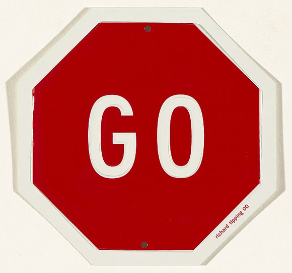 Title: b'Stop go' | Date: 2000 | Technique: b'embossing (pressed aluminium); screenprint, printed in red ink, from one stencil'