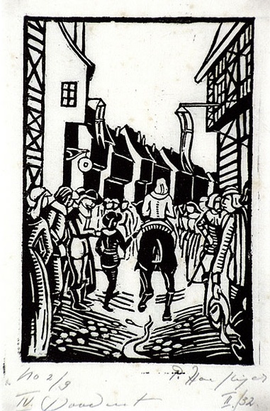 Artist: b'Haefliger, Paul.' | Title: b'Illustration for Oscar Wilde tale' | Date: 1931-1933 | Technique: b'woodcut, printed in black ink, from one block' Artist: b'Haefliger, Paul.' | Title: b'Illustration for Oscar Wilde tale' | Date: 1931-1933 | Technique: b'woodcut, printed in black ink, from one block'