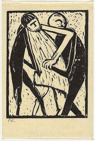 Artist: b'Kriegel, Adam.' | Title: b'(Three dancing figures)' | Date: 1950s | Technique: b'linocut, printed in black ink, from one block' Artist: b'Kriegel, Adam.' | Title: b'(Three dancing figures)' | Date: 1950s | Technique: b'linocut, printed in black ink, from one block'