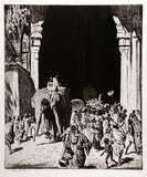 Artist: b'LINDSAY, Lionel' | Title: b'Temple entry, Madura' | Date: 1929 | Technique: b'etching, printed in brown ink, from one plate' | Copyright: b'Courtesy of the National Library of Australia'