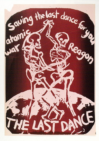 Artist: b'Gibb, Viva Jillian.' | Title: b'Saving the last dance for you' | Date: 1984 | Technique: b'screenprint, printed in black ink, from one stencil' Artist: b'Gibb, Viva Jillian.' | Title: b'Saving the last dance for you' | Date: 1984 | Technique: b'screenprint, printed in black ink, from one stencil'