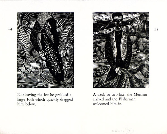Artist: b'Adams, Tate.' | Title: b'Prospectus for The Soul Cages.' | Date: 1958 | Technique: b'wood-engraving and letterpress printed in black ink (from one block)' Artist: b'Adams, Tate.' | Title: b'Prospectus for The Soul Cages.' | Date: 1958 | Technique: b'wood-engraving and letterpress printed in black ink (from one block)'