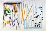 Artist: Dawson, Janet. | Title: The first bugle. | Date: 1980, August | Technique: screenprint, printed in colour, from multiple stencils, with plastic net stapled to support | Copyright: © Janet Dawson. Licensed by VISCOPY, Australia