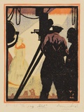 Artist: Leon, Dominic. | Title: The long shot. | Date: 1930 | Technique: linocut, printed in colour inks, from multiple blocks