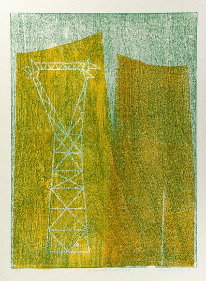 Artist: b'Buckley, Sue.' | Title: b'A different kind of bird.' | Date: 1980 | Technique: b'woodcut, printed in colour, from multiple blocks' | Copyright: b'This work appears on screen courtesy of Sue Buckley and her sister Jean Hanrahan' Artist: b'Buckley, Sue.' | Title: b'A different kind of bird.' | Date: 1980 | Technique: b'woodcut, printed in colour, from multiple blocks' | Copyright: b'This work appears on screen courtesy of Sue Buckley and her sister Jean Hanrahan'